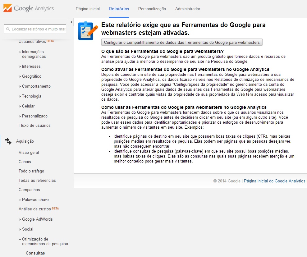Como integrar analitycs a webmasters